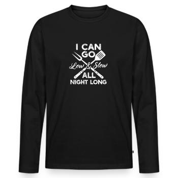 Ich kann die ganze Nacht niedrig und langsam BBQ - Männer Premium Bio Langarmshirt - Schwarz - Vorne - Nico (187cm)