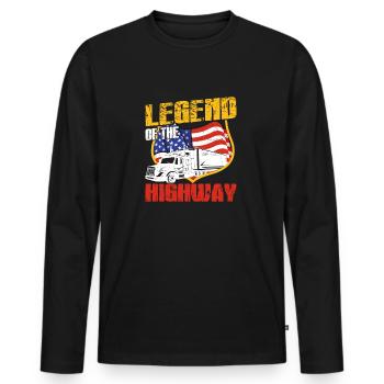 Trucker Legend Of The Highway Truclegend Truck - Men's Premium Organic Long Sleeve Shirt - black - Front - Nico (187cm)