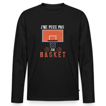 J'peux pas j'ai Basket-cadeau drôle - T-shirt manches longues Premium bio Homme - noir - Devant - Nico (187cm)