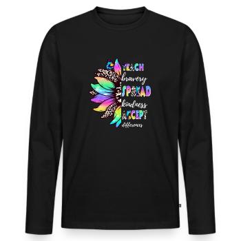 Teach Bravery Spread Kindness Accept Differences - Men's Premium Organic Long Sleeve Shirt - black - Front - Nico (187cm)