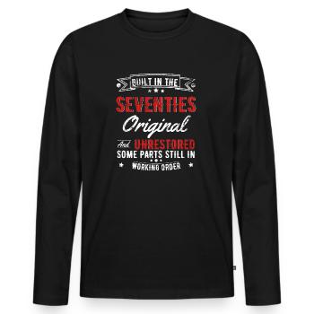 Built In The 70s Original And Unrestored - Men's Premium Organic Long Sleeve Shirt - black - Front - Nico (187cm)