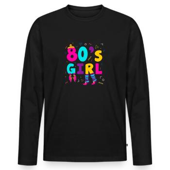 80's Girl Eighties Woman - Men's Premium Organic Long Sleeve Shirt - black - Front - Nico (187cm)