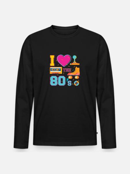 I Love The 80's - Men's Premium Organic Long Sleeve Shirt - black