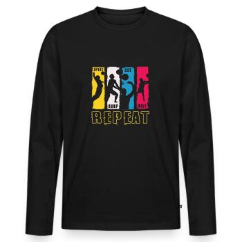 Spike Bump Set Dive Repeat Volleyball Design cadeau - T-shirt manches longues Premium bio Homme - noir - Devant - Nico (187cm)