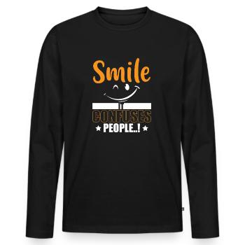 Smile it confuses People - Männer Premium Bio Langarmshirt - Schwarz - Vorne - Nico (187cm)