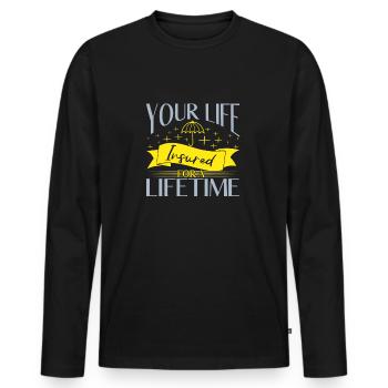 Your Life Insured For A Lifetime Insurance Broker - Men's Premium Organic Long Sleeve Shirt - black - Front - Nico (187cm)
