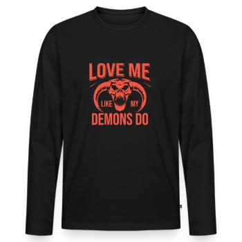 Love me like my demons do - Männer Premium Bio Langarmshirt - Schwarz - Vorne - Nico (187cm)