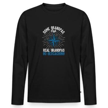 Some grandfathers go fishing Real grandfathers go - Men's Premium Organic Long Sleeve Shirt - black - Front - Nico (187cm)