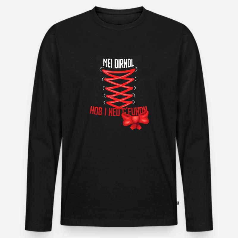 Dirndlersatz Schleife Seite - Männer Premium Bio Langarmshirt - Schwarz