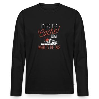 Habe den Cache gefunden, wo ist das Auto? Lustiger - Männer Premium Bio Langarmshirt - Schwarz - Vorne - Nico (187cm)