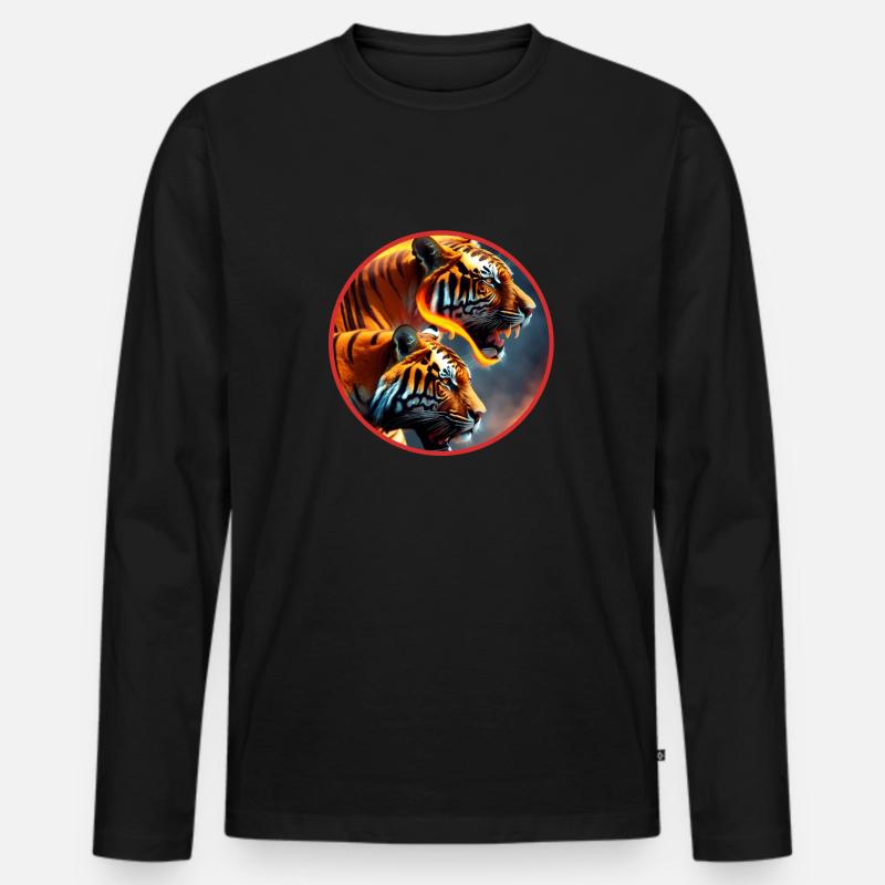 Mein wilder Tiger - Männer Premium Bio Langarmshirt - Schwarz