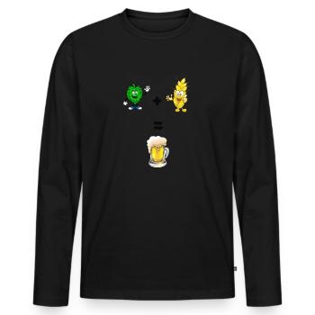 Barley and hops beer - Men's Premium Organic Long Sleeve Shirt - black - Front - Nico (187cm)