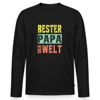 Vatertag Papa - Bester Papa Der Welt - Männer Premium Bio Langarmshirt - Schwarz - Vorne - Nico (187cm)
