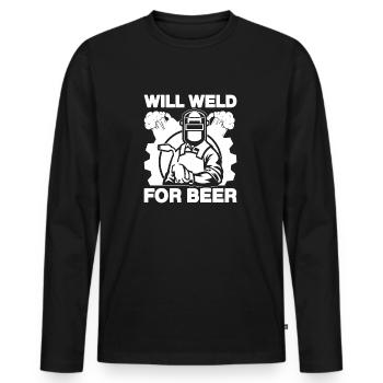 Will Weld For Beer Welding Idée cadeau - T-shirt manches longues Premium bio Homme - noir - Devant - Nico (187cm)