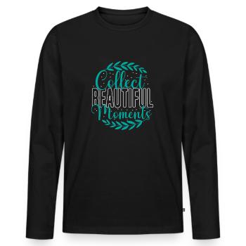 Collect beautiful moments - Männer Premium Bio Langarmshirt - Schwarz - Vorne - Nico (187cm)