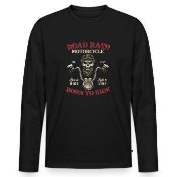 moto à éruption cutanée née pour rouler - T-shirt manches longues Premium bio Homme - noir - Devant - Nico (187cm)