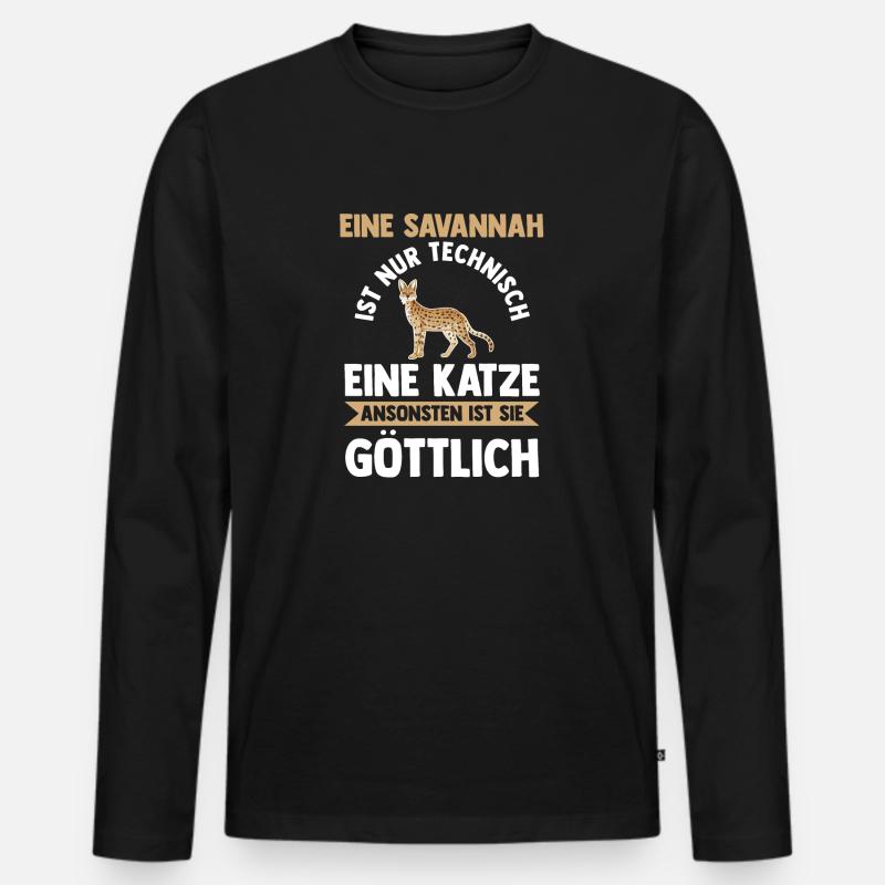 Savannah Katze - Männer Premium Bio Langarmshirt - Schwarz