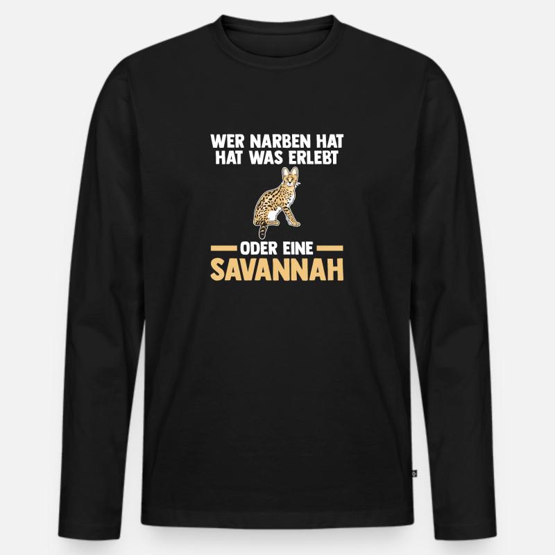 Savannah Katze - Männer Premium Bio Langarmshirt - Schwarz