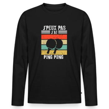 J'peux pas j'ai ping pong - T-shirt manches longues Premium bio Homme - noir - Devant - Nico (187cm)
