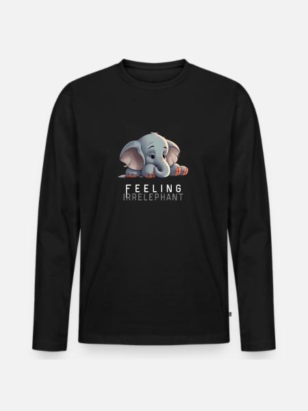 Lustiger Wortwitz irrelevant - Elephant - Männer Premium Bio Langarmshirt - Schwarz