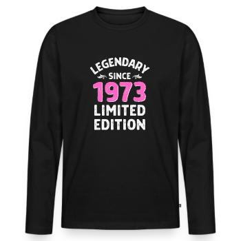 Né en 1973 légende depuis lors - T-shirt manches longues Premium bio Homme - noir - Devant - Nico (187cm)