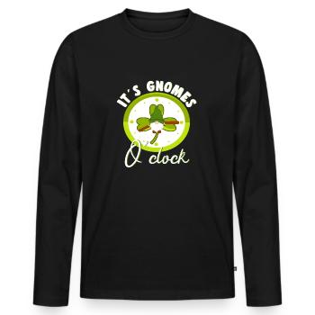 Its Gnomes OClock Loverleaf Yard Garden Gnome - Men's Premium Organic Long Sleeve Shirt - black - Front - Nico (187cm)