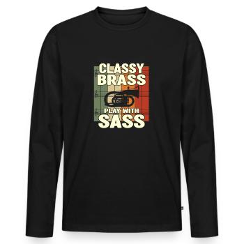 Jeu de cuivres chic avec des cadeaux de joueur de baryton Sass - T-shirt manches longues Premium bio Homme - noir - Devant - Nico (187cm)