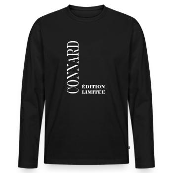 Edition limitée connard - T-shirt manches longues Premium bio Homme - noir - Devant - Nico (187cm)