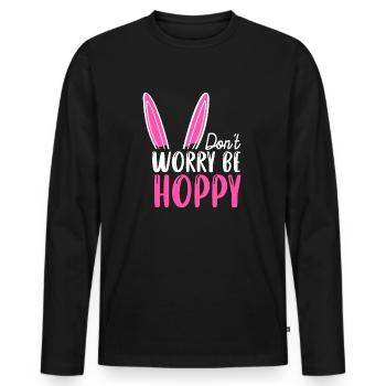 Don't Worry Be Hoppy - Männer Premium Bio Langarmshirt - Schwarz - Vorne - Nico (187cm)