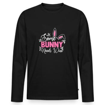 Some Bunny Needs Wine - Männer Premium Bio Langarmshirt - Schwarz - Vorne - Nico (187cm)