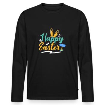 Happy Easter - Männer Premium Bio Langarmshirt - Schwarz - Vorne - Nico (187cm)