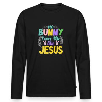 No Bunny Loves Me Like Jesus - Männer Premium Bio Langarmshirt - Schwarz - Vorne - Nico (187cm)