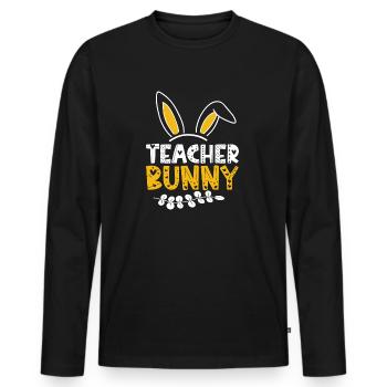 Teacher Bunny - Männer Premium Bio Langarmshirt - Schwarz - Vorne - Nico (187cm)