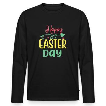 Happy Easter Day - Männer Premium Bio Langarmshirt - Schwarz - Vorne - Nico (187cm)