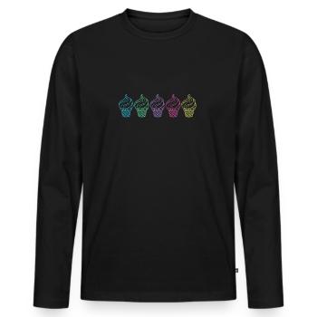 Sundae Gelato Dessert Popsicle For Men Women Kids - Männer Premium Bio Langarmshirt - Schwarz - Vorne - Nico (187cm)