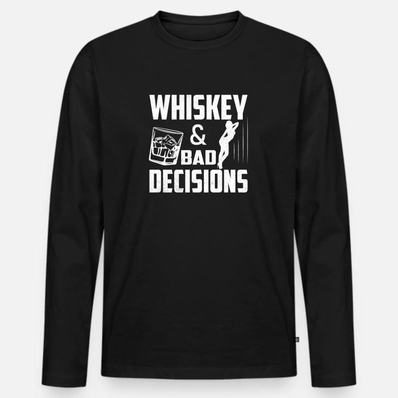 Whiskey & Bad Decisions Drinking Bourbon - Männer Premium Bio Langarmshirt - Schwarz