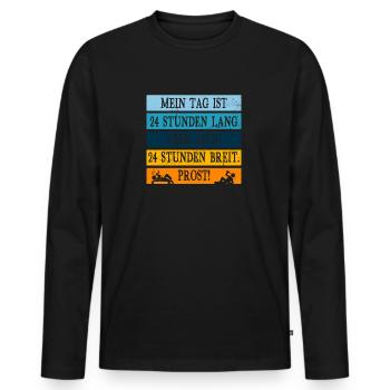 Mein tag ist 24 stunden lang aber 24 Stunden breit - Männer Premium Bio Langarmshirt - Schwarz - Vorne - Nico (187cm)
