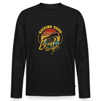 Kicking Some Brass Tonight Baritone Player Gifts - Men's Premium Organic Long Sleeve Shirt - black - Front - Nico (187cm)