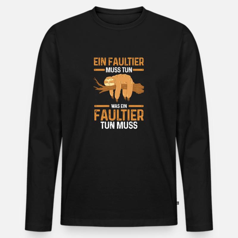 Faultier - Männer Premium Bio Langarmshirt - Schwarz