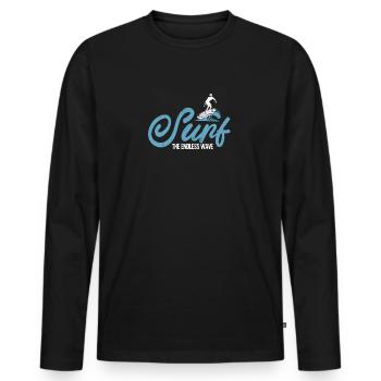 Surf The Endless Wave Wakesurfing Wakesurf Wake - Männer Premium Bio Langarmshirt - Schwarz - Vorne - Nico (187cm)