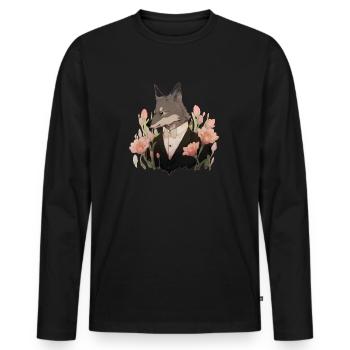Gentleman Wolf - Men's Premium Organic Long Sleeve Shirt - black - Front - Nico (187cm)