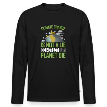 Climate Change Is Not a Lie ! - Männer Premium Bio Langarmshirt - Schwarz - Vorne - Nico (187cm)
