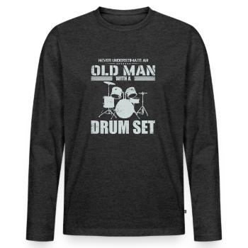 Redhead Drummer I Destroy Silence - T-shirt manches longues Premium bio Homme - anthracite chiné - Devant - Nico (187cm)
