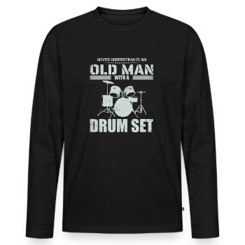 Redhead Drummer I Destroy Silence - T-shirt manches longues Premium bio Homme - noir - Devant - Nico (187cm)