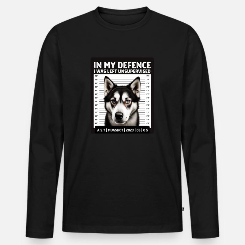 Schlittenhund - Männer Premium Bio Langarmshirt - Schwarz