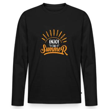 Genießen Sie den Sommer - Männer Premium Bio Langarmshirt - Schwarz - Vorne - Nico (187cm)