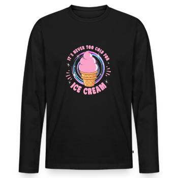 Its Never Too Cold For Ice Cream Dessert Popsicle - Men's Premium Organic Long Sleeve Shirt - black - Front - Nico (187cm)