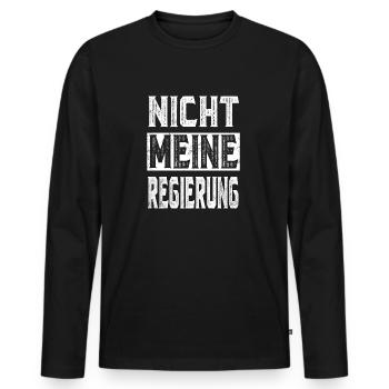 Nicht Meine Regierung - Protest Demo Shirt - Männer Premium Bio Langarmshirt - Schwarz - Vorne - Nico (187cm)