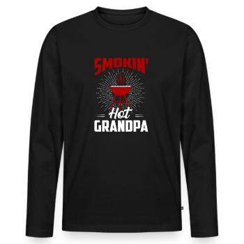 Smokin' Hot Grandpa Grilling BBQ Smoker - Männer Premium Bio Langarmshirt - Schwarz - Vorne - Nico (187cm)