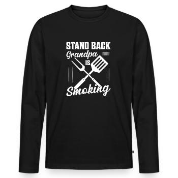 Stand Back Grand-père fume Griller BBQ Smoker - T-shirt manches longues Premium bio Homme - noir - Devant - Nico (187cm)